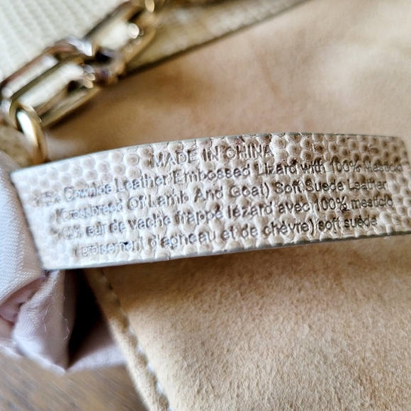 Hugo BOSS 100%Cowhide Embossed Leather Small/Mini Bag Lizard/Suede Neutral/Tan - Picture 15 of 16